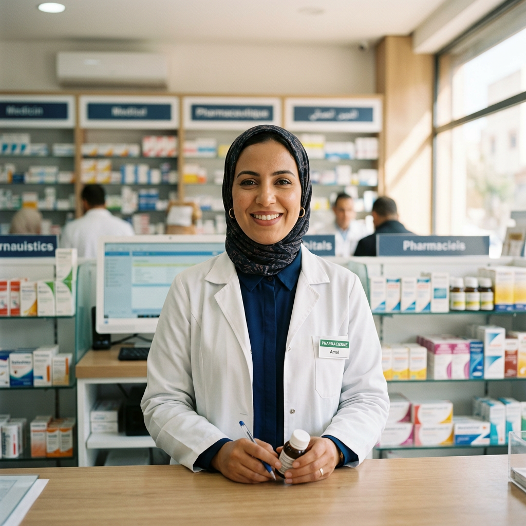Pharmacienne marocaine utilisant PharmaStock